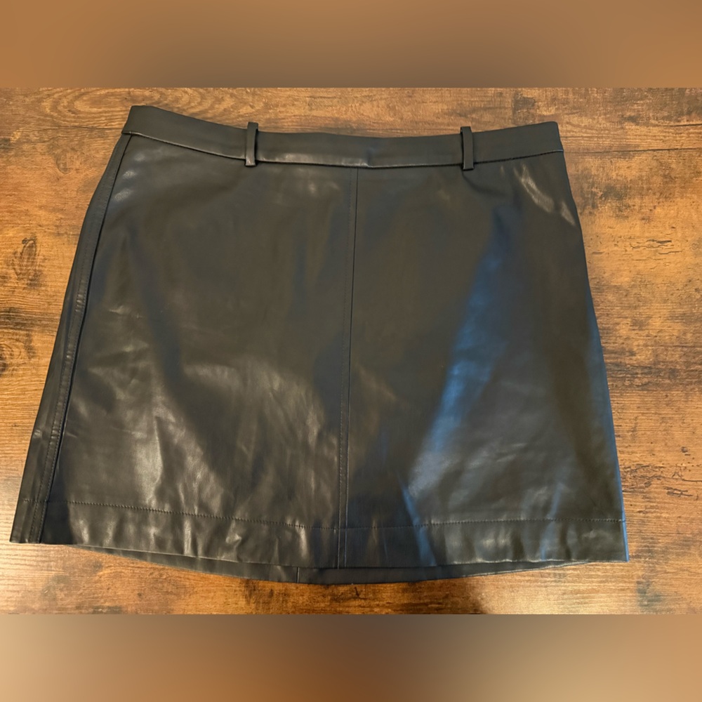 J Crew Black Leather Mini Skirt